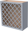 Solid Wood RTA Wine Bottle Rack Wall Cabinet with Lattice Panels - Bottle Holder Storage for Bar, Pantry, or Wine Cellar - Mocha Finish Countertop Solution (Gray, 24'W 12'D 30'H)