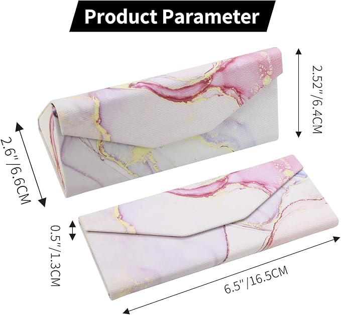 Foldable Glasses Case, Magnetic PU Leahter Sunglasses Case, Cute Hard Shell Folding Eyeglass Cases for Women Kids