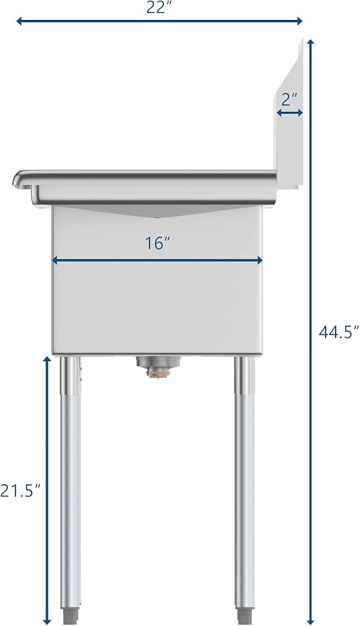 KoolMore - SB141611-12B3 2 Compartment Stainless Steel NSF Commercial Kitchen Prep & Utility Sink with 2 Drainboards - Bowl Size 14" x 16" x 11", Silver