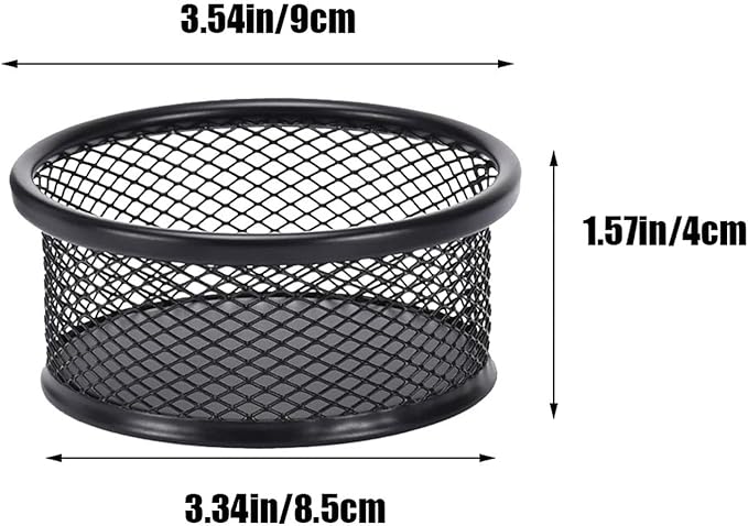 Black Metal Paper Clip Holder Mesh Paperclip Bowl Binder Clip Dispenser Desk Bobby Pin Container Organizer for Home Office Classroom School Desk Supplies Holders