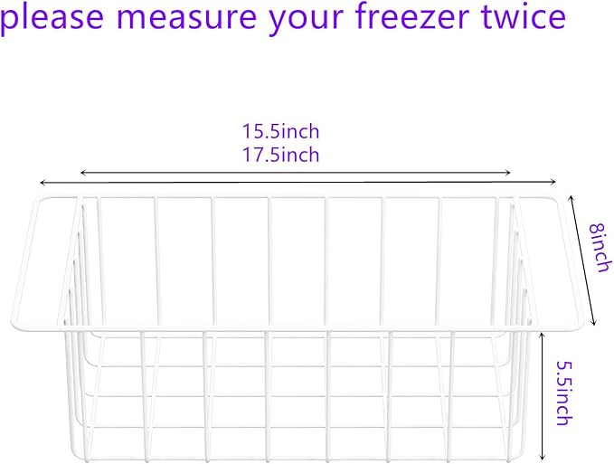 17.5 Inch Chest Freezer Organizer Storage Baskets Bins Metal Wire, Settle freezer chaos and reduce food waste effectively, Durable, Fully Use Space, Improve Air Circulate, 2 Pack