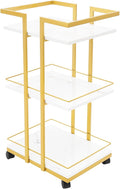 Multi Purpose Utility Cart, Storage Rolling Barber Cart with Wheels & Guardrail, Utility Manicure Trolley with 3-Tier Mobile Storage, Heavy Duty Trolley for Kitchen Living Room Studio