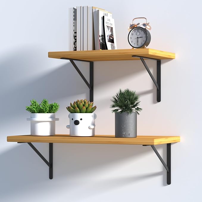 24 Pack L20 x H 12" Black Heavy Duty Shelf Brackets with Screws Metal Shelf Brackets Shelf Support Angle Brackets for Shelves L Brackets Heavy Duty Floating Shelf