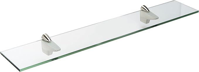 Spancraft Glass F-6x30-Brushed Steel Falcon Glass Shelf, Brushed Steel, 6" x 30"