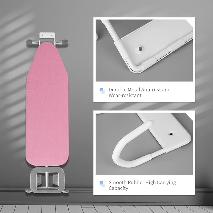 BiJun Ironing Board Holder Wall Mount, Ironing Board Hanger with 5 Inch Length, Iron Board Hook Wall Mount for Laundry Rooms (White)