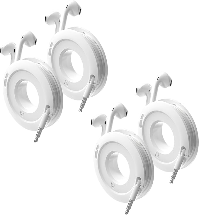 Side Winder Mini and Max Headphone, Earbud and Charging Cable Winder and Organizer Perfect for Wrapping Earbuds and Cords for Travel and Organization 4-Pack (White, Mini)