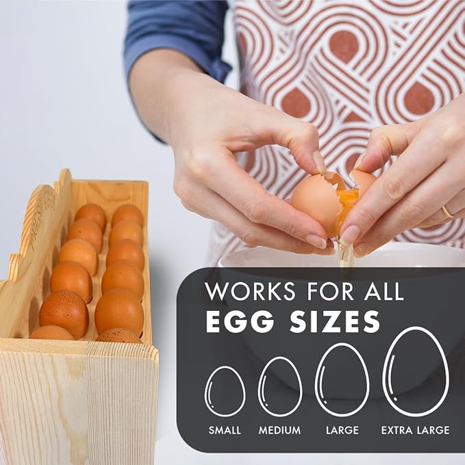 Natural Wood Premium Pine Wooden Egg Holder 2-Tier Durable 24-Egg Storage Solution Ideal for Modern and Rustic Kitchen Fresh Eggs