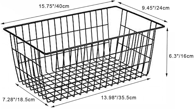 SANNO Wire Storage Baskets Freezer Baskets Farmhouse Organizer Storage Bins Large Organizer Bins for Storage, Office, Bathroom, Pantry Organization Storage Bins Rack with Handles 6 Pack