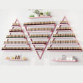 Elegant Gold Wall Mounted Nail Polish Rack - Set of 6 Triangular Cosmetic Display Shelves for Essential Oil Bottles, Organize Your Lipsticks and Perfumes in Style at Home or Salon (Pink)