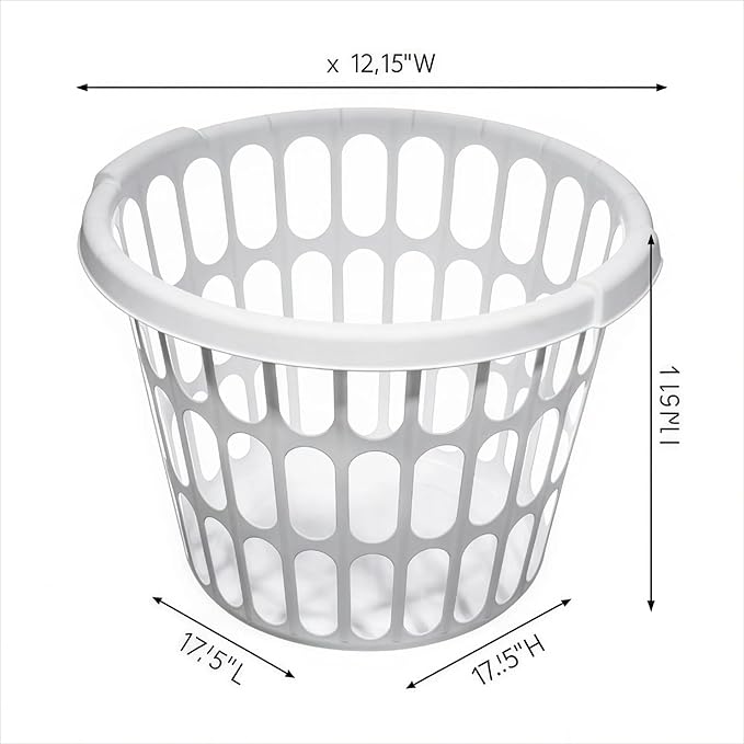 10-Pack Round White Plastic Laundry Basket, Suitable for Use in Bathrooms, Laundry Rooms, Bedrooms and Dormitories, Lightweight and Durable.