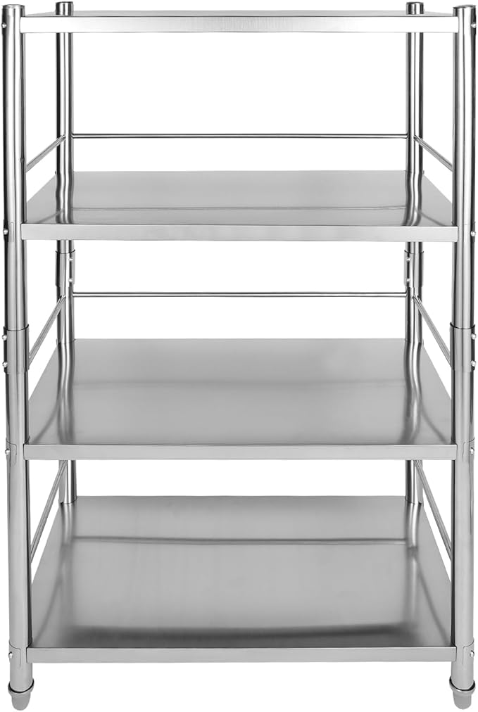 Storage Shelves, 4-Tier Wire Storage Shelves with Fall Protection Guardrail, UltraDurable Heavy Duty Steel Wire Rack Storage for Home & Garage Shelving