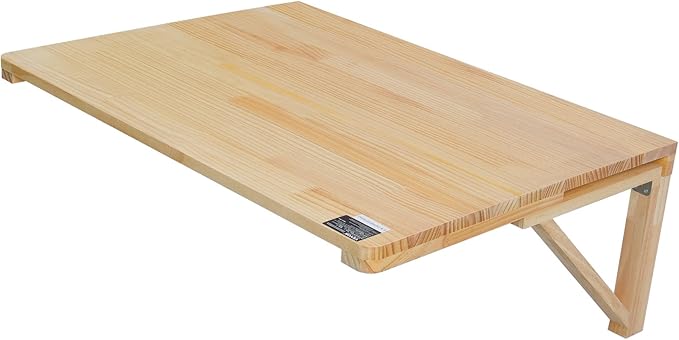 VEVOR Wall-Mounted Folding Table, 31.5 x 23.62 inch, Wooden Drop Leaf Floating Desk with Iron Bracket for Small Spaces, Home Office, Dining, Laundry Room, Kitchen, Bar
