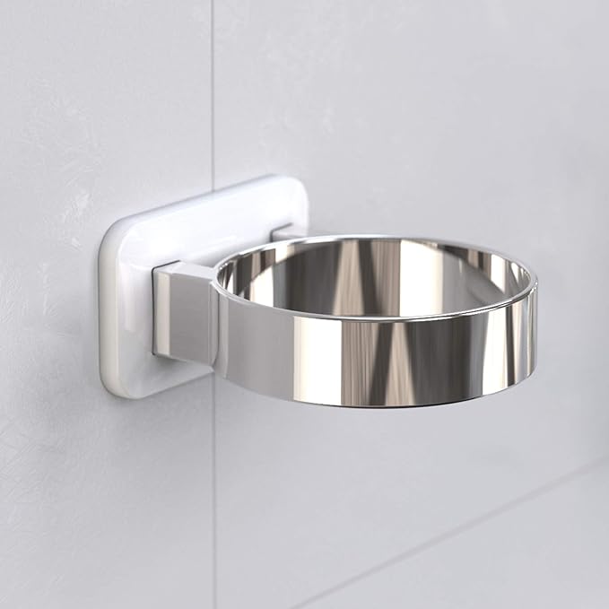 Hair Dryer Holder, Bathroom Cabinet Door Blow Dryer Stand, Blow Dryer Holders Wall Mount - Extra Large Rim (Silvery)