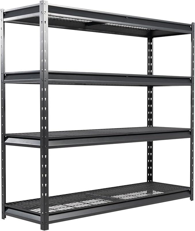 The Atlas 77” Ultra Wide 4-Tier Metal Garage Shelving 10,000 lbs Capacity, 77" W x 24" D x 72" H Heavy Duty Storage Rack, Adjustable Industrial Shelves for Shop Warehouse Basement Pantry