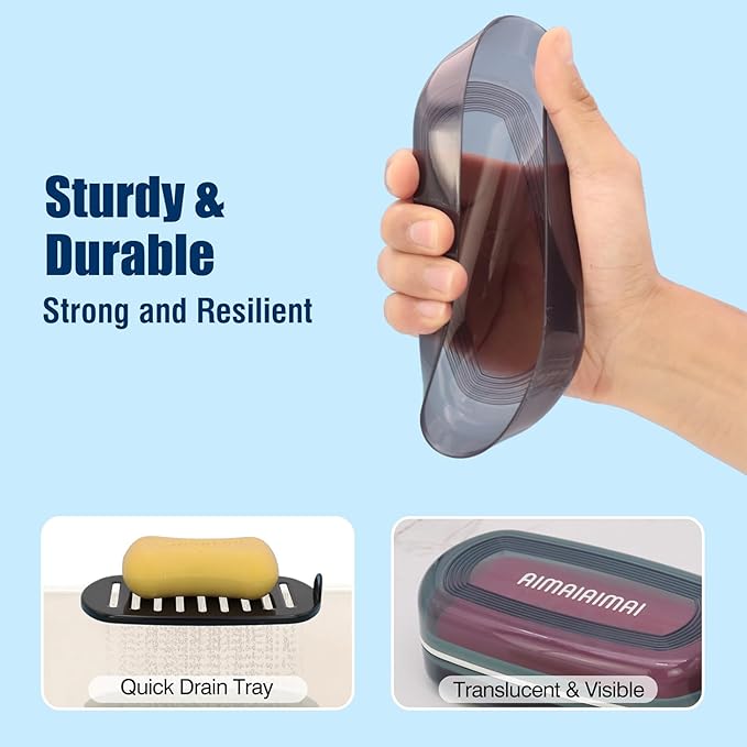 Shampoo Bar Holder Travel Case for Two Bars – Compatible with Kitsch Solid Shampoo & Conditioner Bars, Large Soap Container for Bathroom or Travel (1 Pack, Black Style A-Large)