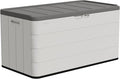 100 Gallon Plus Resin Deck Box, Waterproof Outdoor Storage Box for Patio Furniture, Garden Tools, and Pool Accessories, Lockable UV-Resistant Storage Bin Bench Cabinet for Outside, White