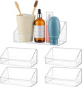 4 Pack Clear Wall Mounted Storage Organizer – No Drill Adhesive Shelves for Bathroom, Kitchen, Bedroom, Mirror Cabinets – Transparent PS Plastic Organizer Bins (7.9” x 3.4” x 3.3”)