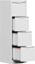 4 Drawer File Cabinet with Lock,17.8" Deep Metal Filing Cabinet,Vertical File Cabinets for Home Office,Locking File Drawer Tall for Hanging Letter/A4/Legal Folders, Easy Assemble-White