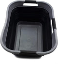 SAMMART 30L (8 Gallon) Collapsible Plastic Laundry Basket - Foldable Pop Up Storage Container/Organizer - Portable Washing Tub - Space Saving Basket - Water Capacity 24L(6.3 Gallon) (1, Grey/Black)