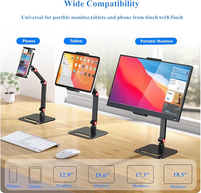 Portable Monitor Holder for 6-18.5 Inch Screen Desktop Expandable Monitor Stand 13 inch Tablet Stand