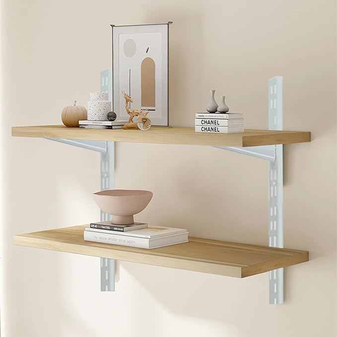 10 Pack 9‑Inch Adjustable Wire Shelf Brackets – Heavy‑Duty Double‑Track Closet & Wall Shelving System Supports（White）