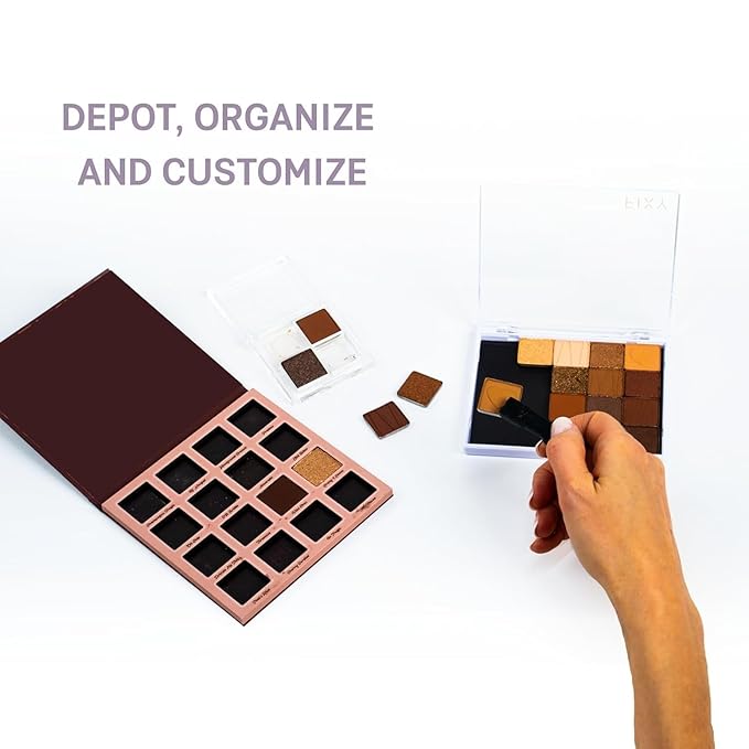 FIXY Empty Magnetic Makeup Palette Set of 2 (4.8"x4.0") with Clear Top – Depot & Declutter Your Makeup | Travel Friendly Empty Palette | Customizable & Portable Organizer For Eyeshadow, Blush & More