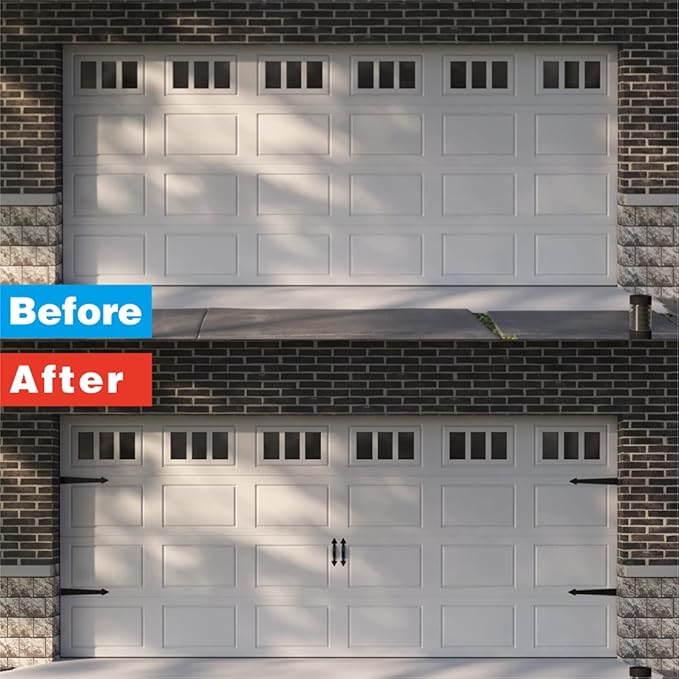 ZEKOO Garage Door Magnetic Decorative Hardware Kit Garage Door Magnets Accents Faux Hinges and Handle Garage Door Decoration Curb Appeal Set of 6, Black