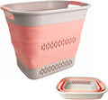 SAMMART 40L (10.5 Gallon) Collapsible Plastic Laundry Basket - Foldable Pop Up Storage Container/Organizer - Portable Laundry Hamper - Space Saving (1, Grey/Quartz Pink)