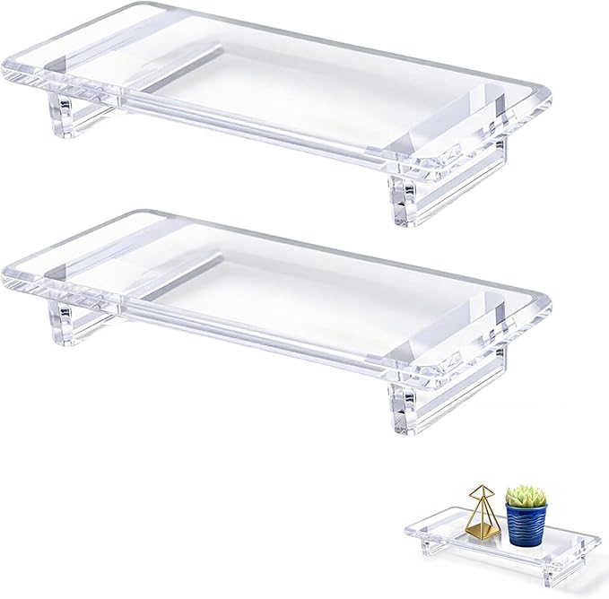 2 Pack Bathroom Tray Countertop Acrylic Vanity Trays Elegant Perfume Trays Organizer Waterproof Decorative Display for Bottles Candles Plants