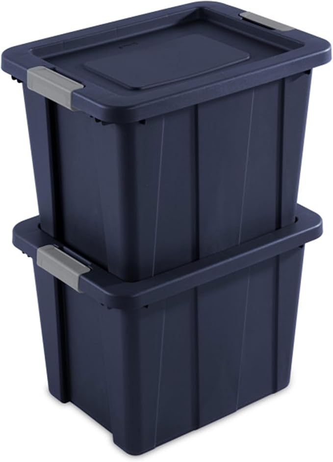 Sterilite 18-Pack Storage Bins with Lids, Heavy Duty Totes, Tuff1, 18 Gallon, Dark Indigo