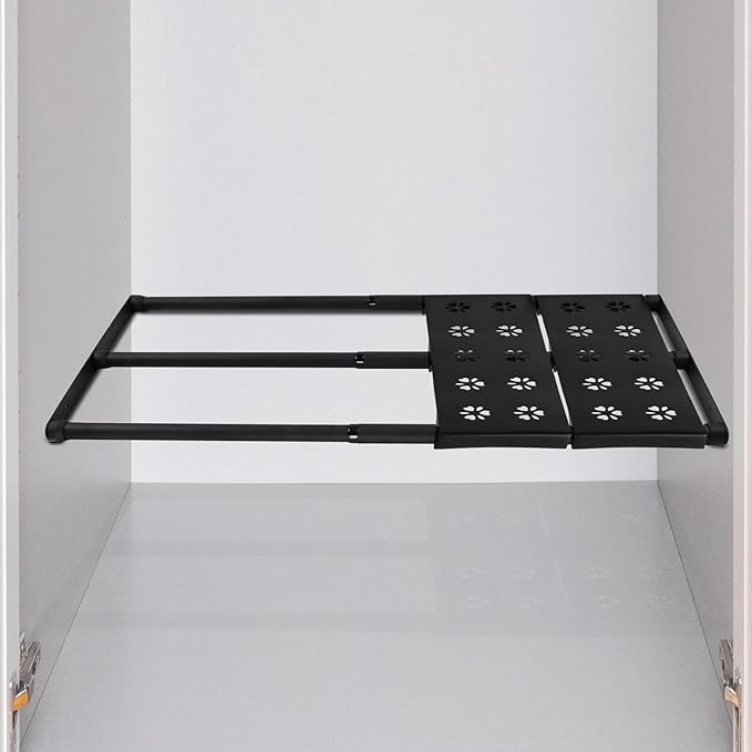 Expandable Closet Shelf, 16-67 Inches Metal Closet Rod Organizers and Storage Shelves Space Saving DIY Divider Separator for Cabinet Wardrobe