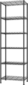 HOMEFORT 6-Shelving Unit, Adjustable Wire Shelving, Metal Wire Shelf Rack Organizer for Kitchen, Pantry, Closet, Bathroom, Laundry, Black,21" W x 11" D x 69" H