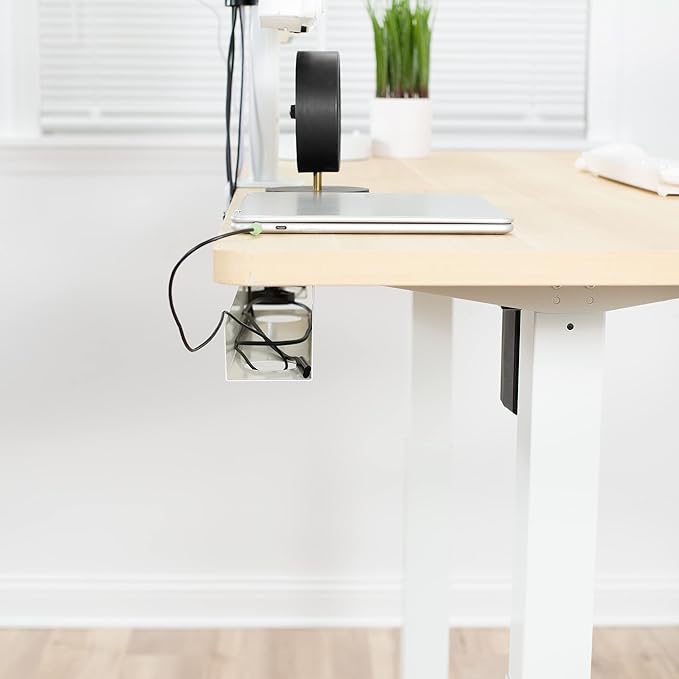 VIVO Under Desk 42 cm Cable Management Tray, Power Strip Holder, Cord Organizer, Wire Tamer for Office and Home, White, DESK-AC06-1CW