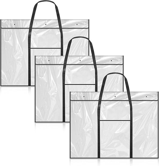 3 Pack Large Poster Storage Bag, 25.6" x 31.5" Bulletin Board Holder, Art PVC Folder with Pocket, Art Portfolio Case PVC Arts Portfolio Container for Teacher Organization Paper Teen, Black