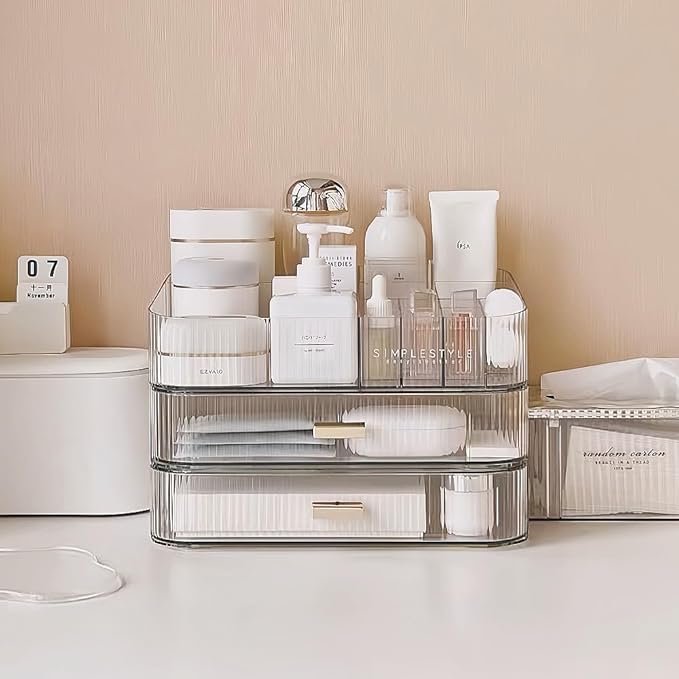 Makeup Organizer with Drawers Stackable Skincare Cosmetic Makeup organization for vanit Bathroom Desk Countertop