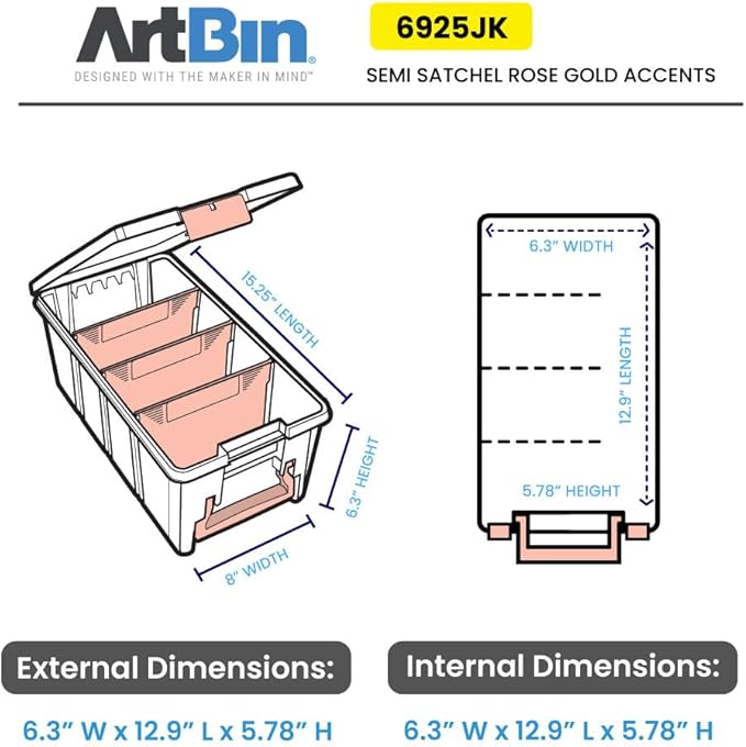 ArtBin Semi Satchel Portable Craft Organizer with 3 Dividers - Clear Plastic Storage Case for Art & Craft Supplies