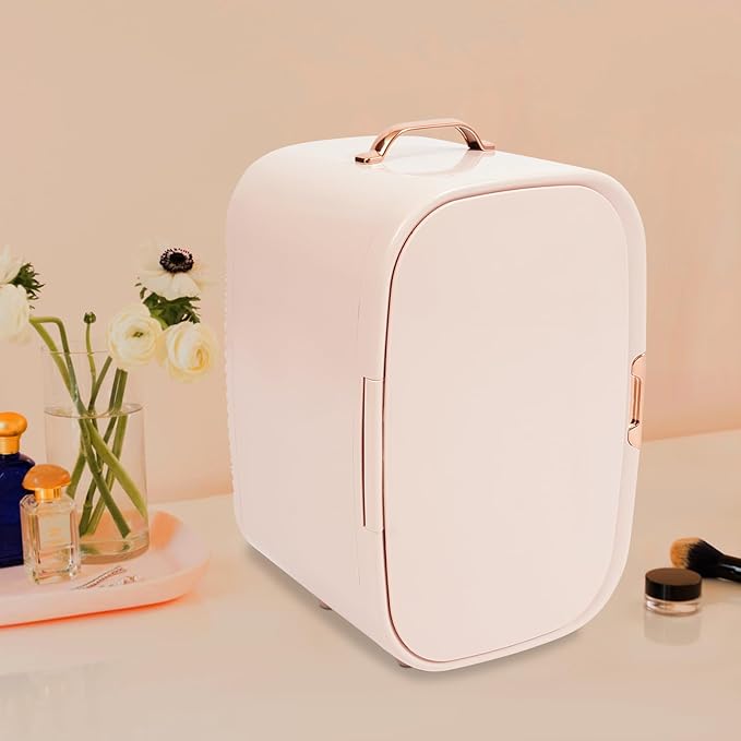 12.68Qt Portable Small Refrigerator Cosmetics Refrigerator Mini Fridge with Constant Temperature( 4-60℃/39.2-140℉) Personal Beauty Fridge for Bedrooms, Offices, Dormitories, Dressing Rooms(Pink)