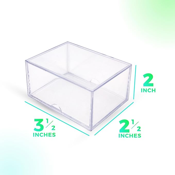 10 Pack Clear Acrylic Card Storage Boxes with Lids – 3 1/2" L x 2 1/2" W x 2" H Baseball Card Storage Box, Sports Card Boxes and Magic Card Storage Box, Playing Card Case – Made in USA
