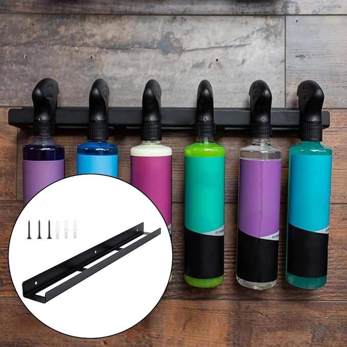 Wall Mounted Metal Spray Bottle Rack, Spray Bottle Holder, Universal-Detailing Spray Bottle Holder For Garage Organizes Up To Six 16oz Bottles