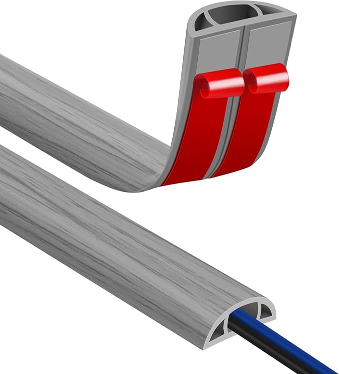 Floor Cord Covers for Wires 20FT Cable Hider Wire Cover Self Adhesive Cord Hider Floor for Offices, Homes, Workshops, Warehouses Cable Cavity 0.39" W x 0.27" H
