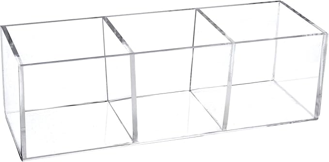 dedoot Acrylic Drawer Organizer, Clear 3 Compartment Makeup Organizer and Storage Small Clear Vanity Organizers for Makeup Brush, Home and Office Supplies, 7x2x2inch