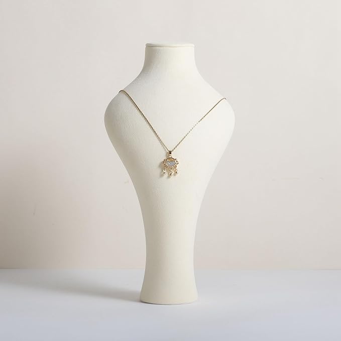 GemeShou Beige necklace hanger jewelry organizer, Velvet jewelry display stand necklace holder, jewelry mannequin bust for boutique store【Beige-Small height 9.84 inch】