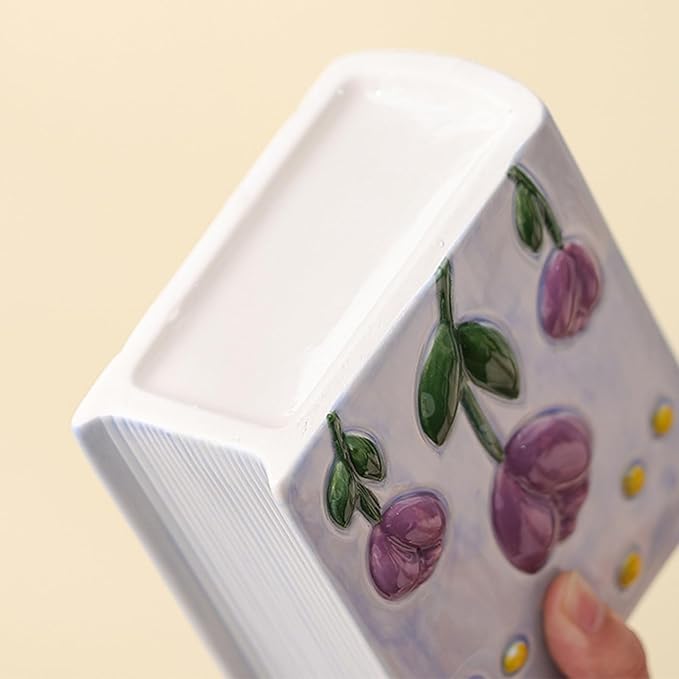 Book Vase Tulip Pencil Cup Pen Holder For Office Desk Decorative Books Blue Flower Vase Cute Toothbrush Holders Home Decor Teacher Book Gifts for Women Small Makeup Brushes Holder