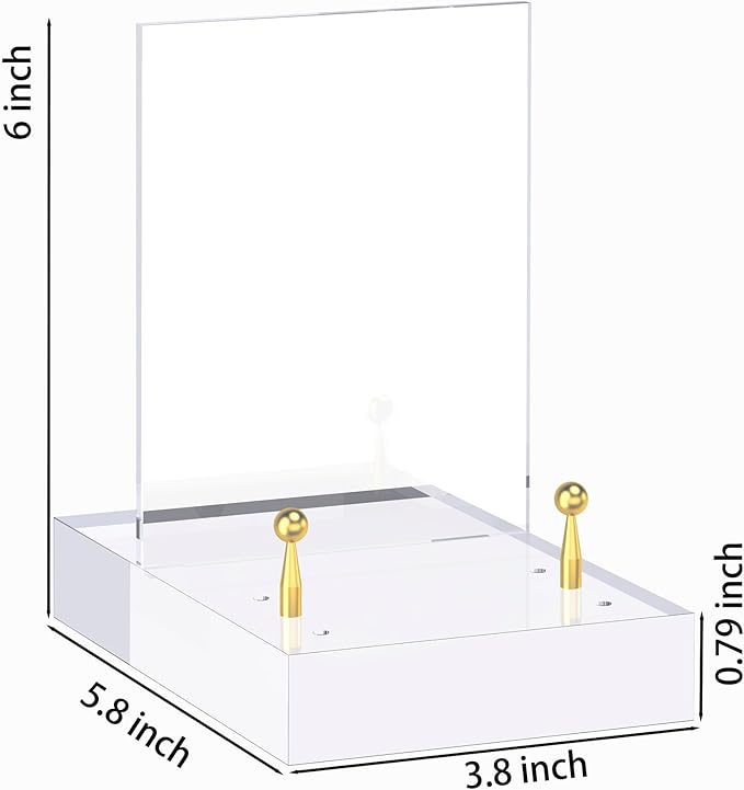 Acrylic Easel Display Stand with Adjustable Gold-Toned Hardware for Pictures, Crystal Clear Acrylic Stand with Floating Appearance for Cookbook, Invitation and Plates