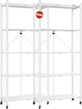 DEANIC 5 Tier Foldable Storage Shelves with Wheels, Large Capacity Shelving Unit, Freestanding Metal Wire Shelf Rack, No Assembly Organizer Rack for Garage Kitchen, Basement, Pantry(White Pack of 2)