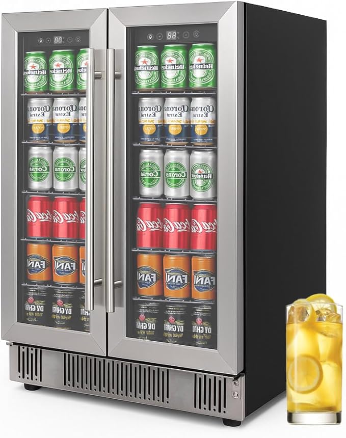Beverage Refrigerator Cooler, 190 Can Mini Fridge Glass Door for Drinks Soda, Beer, or Wine - Small Refrigerator for Office Bedroom Home Bar, Adjustable Shelves, 6.0 Cu.Ft, Silver