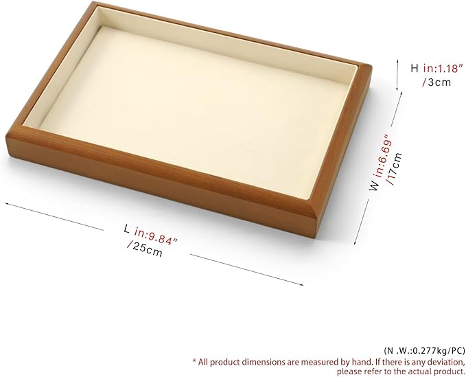 Oirlv Solid Wood Stackable Jewelry Organizer Tray Jewelry Drawer Organizer(Creamy-white)