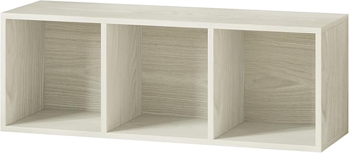 IOTXY DIY Modular Cube Bookcase - CubeXY Customizable Stackable Expandable Basic Shelving Units, 3-Cube Wooden Open Bookshelf for Fabric Storage Bin Organizer, Oak