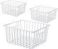 16inch Freezer Storage Organizer Baskets, Household Wire Refrigerator Bins with Built-in Handles for Cabinet, Pantry, Closet, Bedroom