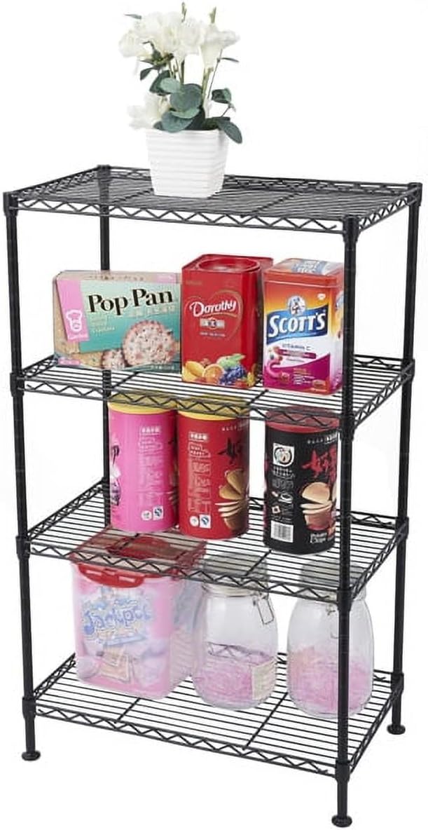 4-Tier Wire Storage Shelf Unit, 83 lbs Per Shelf Capacity, Adjustable Steel Shelving Rack for Kitchen, Pantry, Garage